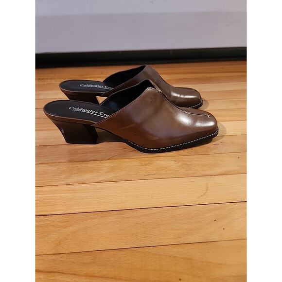 Coldwater Creek western Womens leather Mule size 6.5 natural Leather Brown Clogs - Picture 3 of 8
